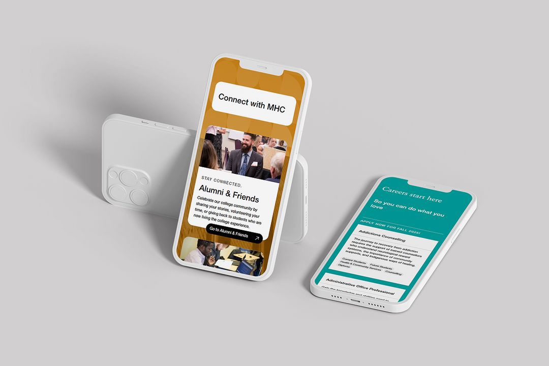 Medicine Hat College website design on mobile - created by Kickbyte