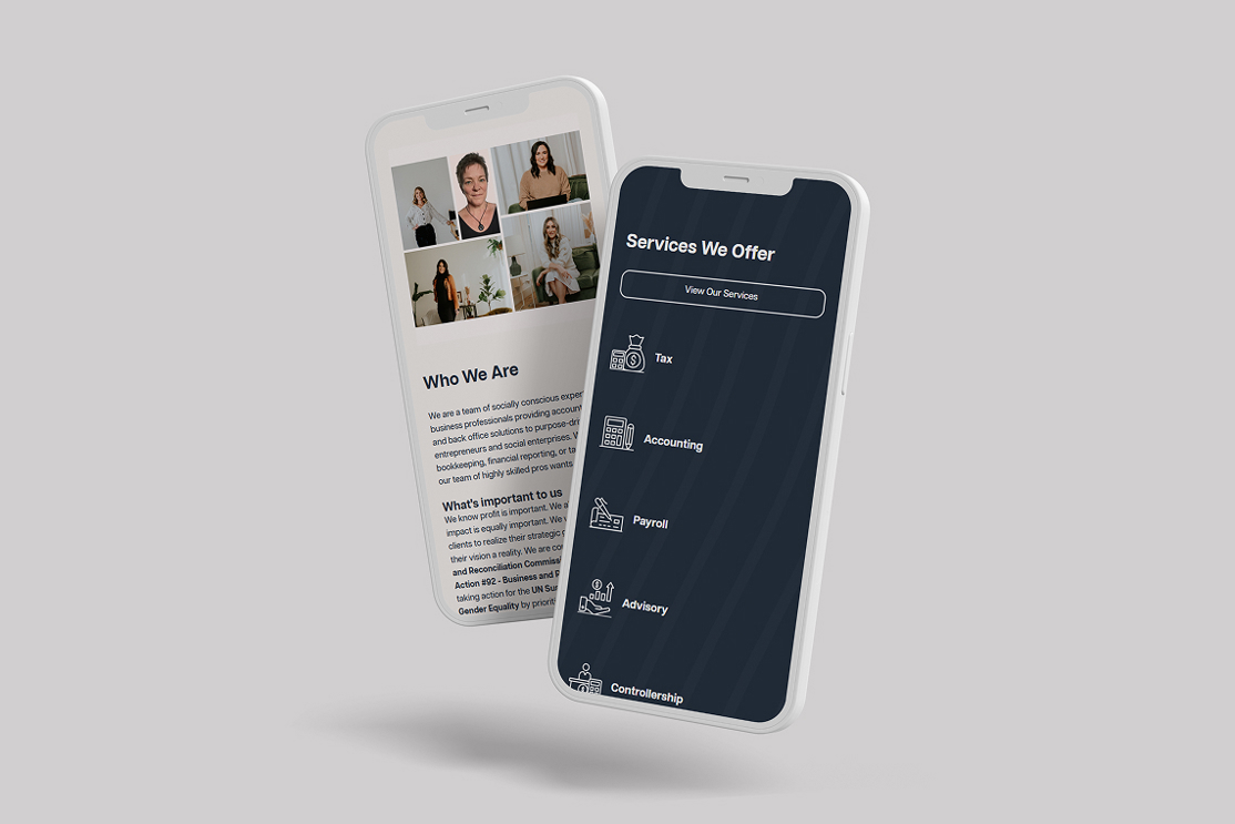 MOD mobile view of website design