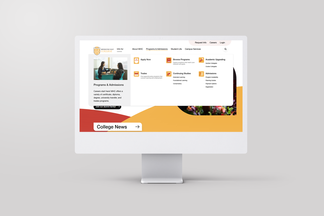 Website design for Medicine Hat College
